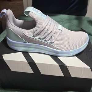 adidas Pastel Pink Slip-On Cloudfoam Sneakers with Mint Accents